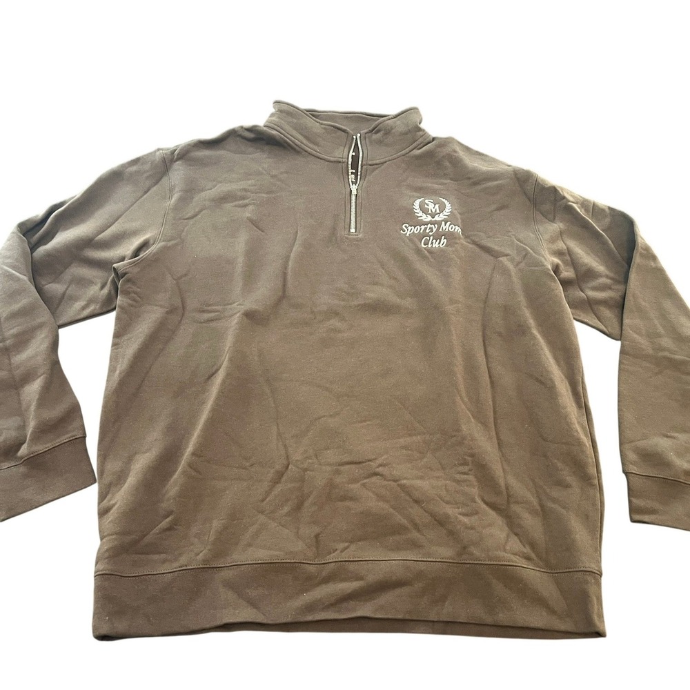 Slyfox Threads x Kittenish Sporty Mom Club Brown Quarter Zip Sweatshirt 2XL